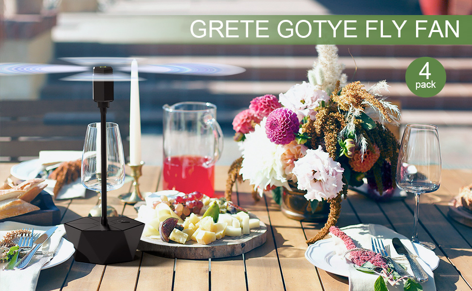 Grete Gotye 4PC Fly Fans for Tables, Indoor Outdoor Food