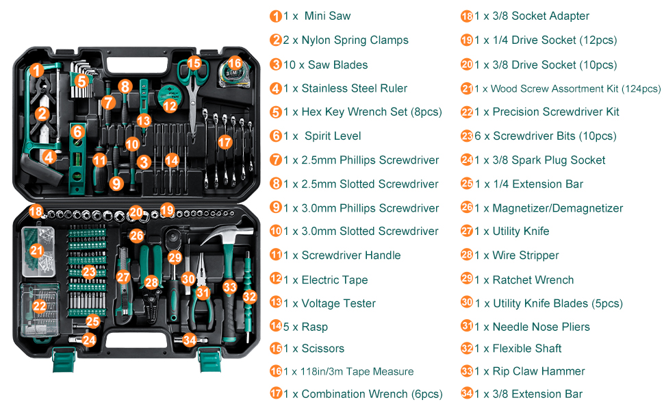 Sundpey Home Tool Kit 300Pcs Household Auto Repair Tool Set