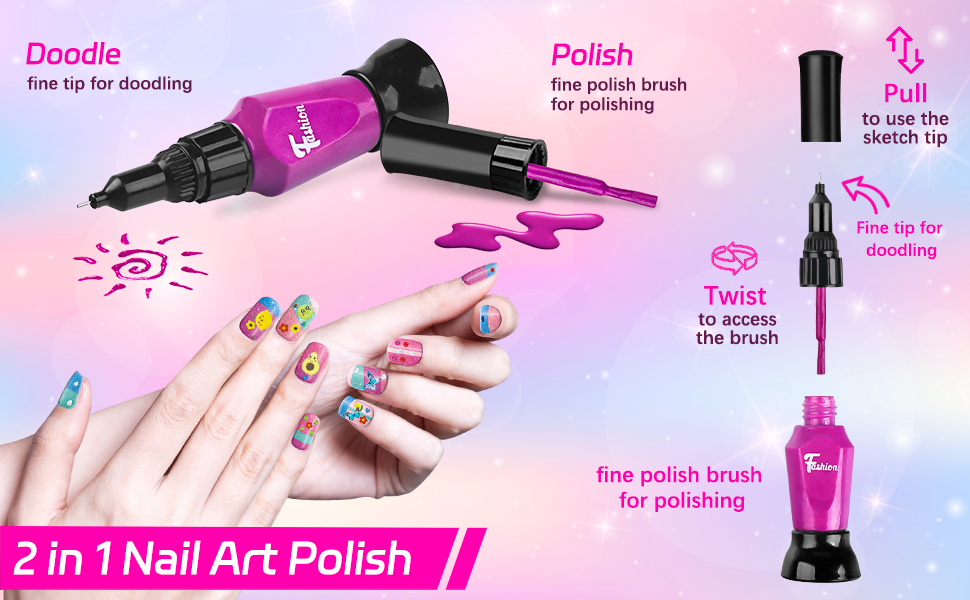 Nail Polish Set for Girls, Nail Art Kit for Kids,Glitter Nail Polish Kit for Ages 6