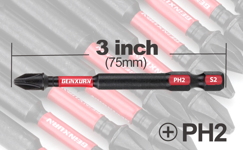 Geinxurn Impact Tough 2 Phillips 3 in. Insert Driver Bits,30Pack Bulk