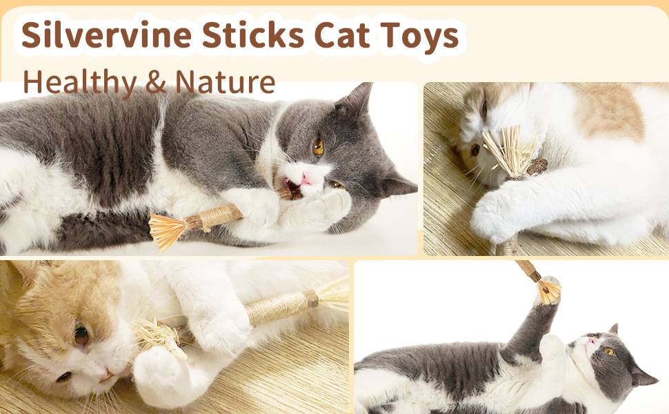 Cat Toys Silvervine Chew Stick, 4 Pack Edible Interactive Cat Kitten Toys for