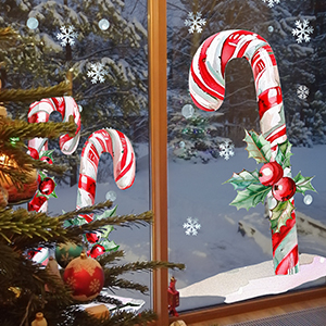Extra Large Candy Cane Christmas Window Clings
