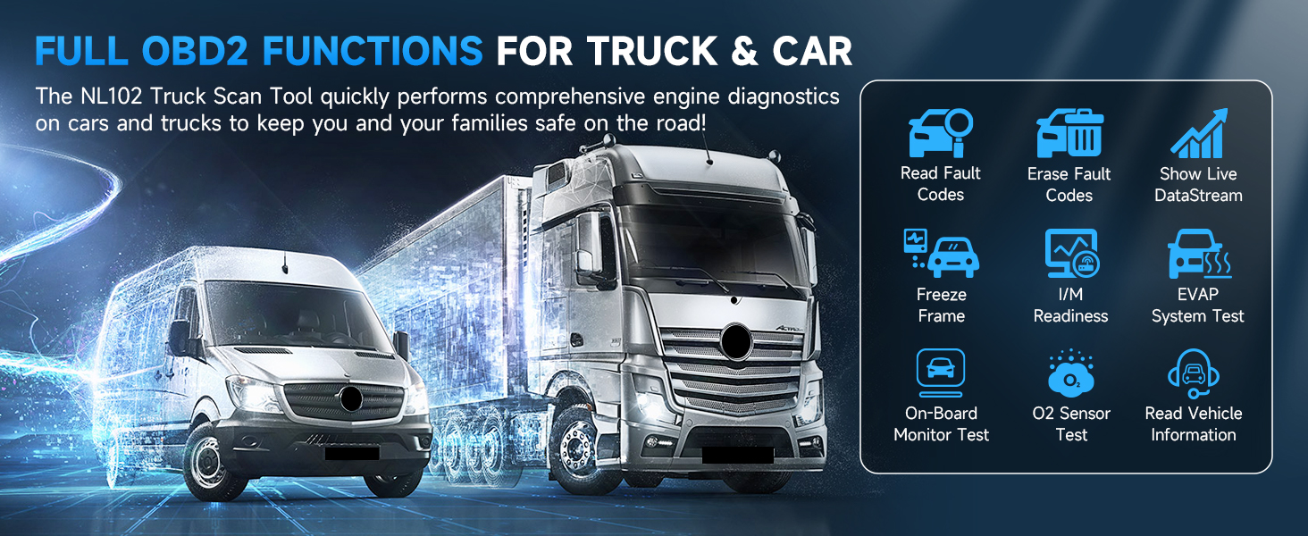 NEXAS Heavy Duty Truck Scanner NL102 OBD/EOBD+HDOBD