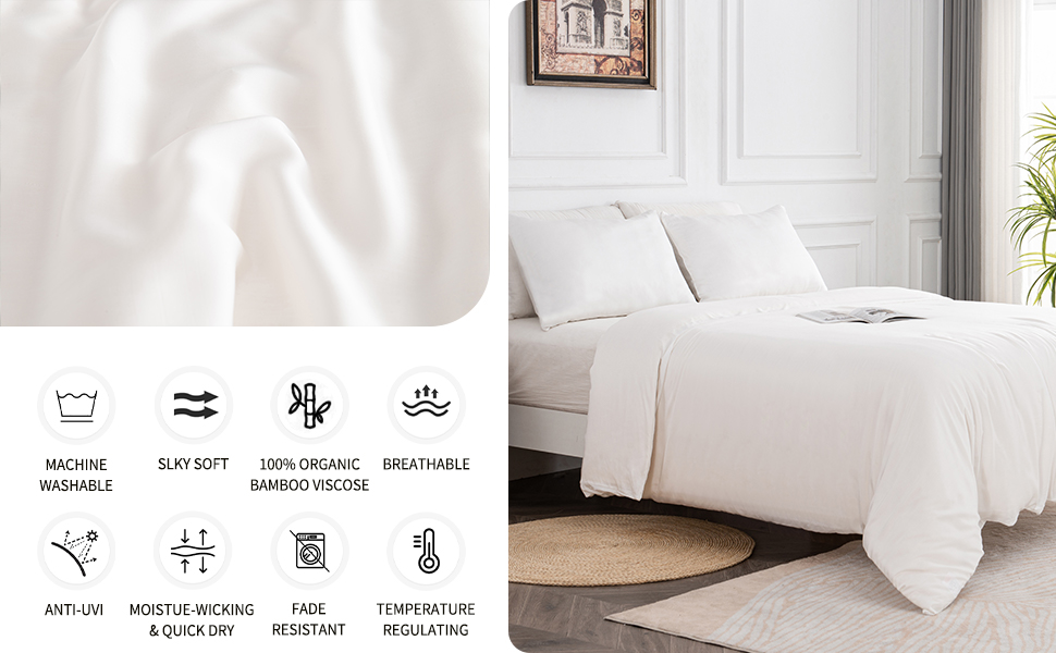 LINENOVA 100 Bamboo Quilt Cover Set Super King Cooling Breathable