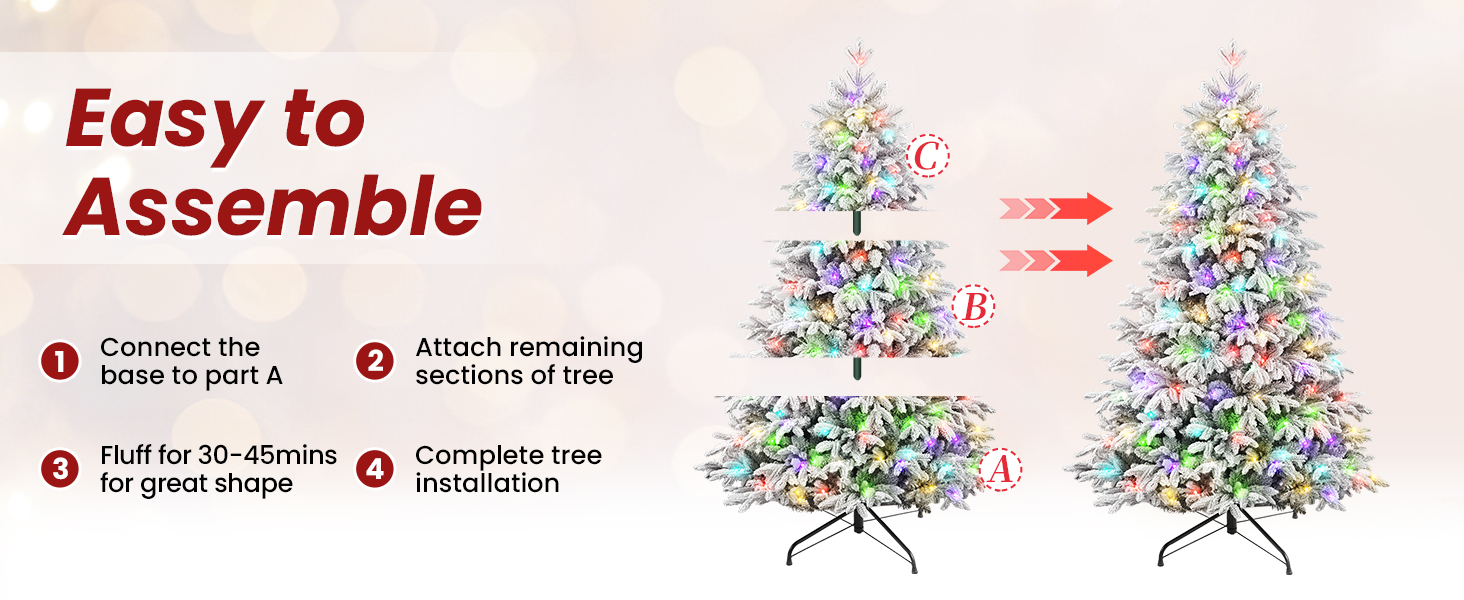 Prelit Snow Flocked Artificial Holiday Christmas Tree