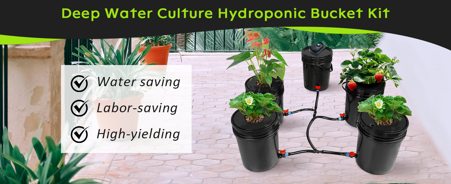 MAOPINER Deep Water Culture Hydroponic Bucket Kit with Air