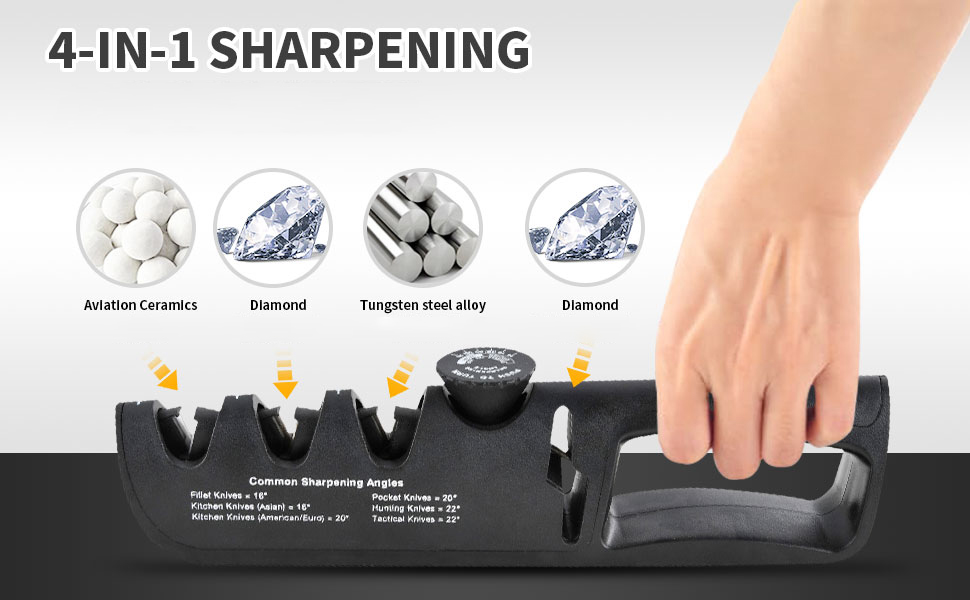 Knife Sharpener 4in1 Knife Sharpener with Scissor Sharpener 6