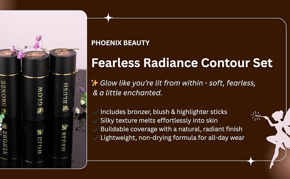 cream contour set, bronzer blush highlighter, buildable formula, radiant finish, lightweight makeup