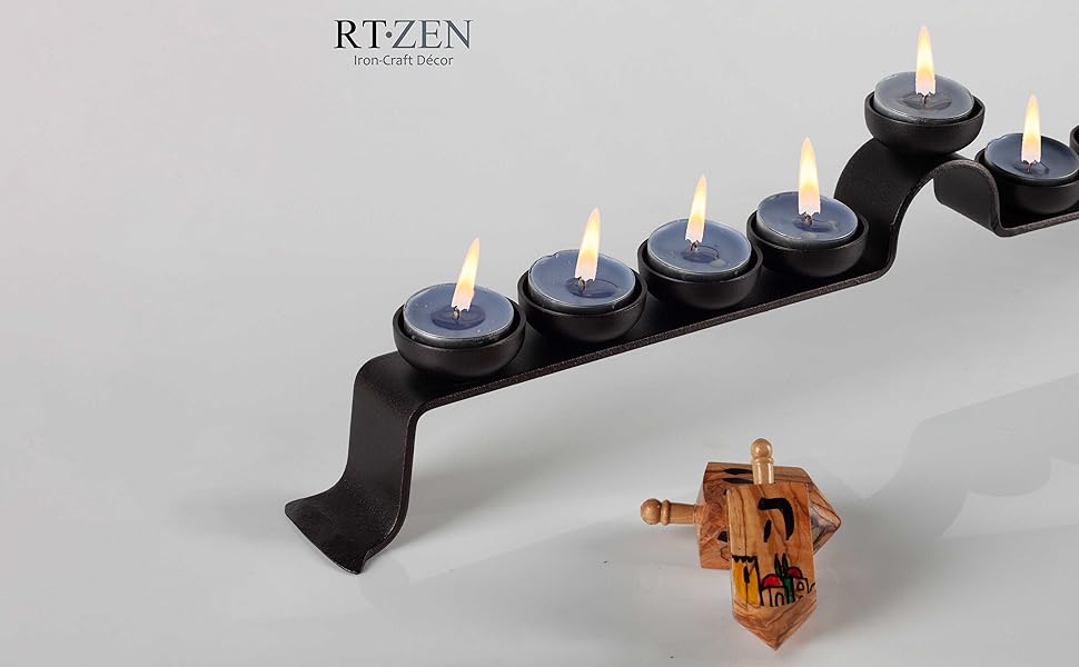 RTZEN Judaica Royal Tea Light Wrought Iron Hannukah