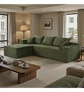 Cloud Couch Green Sectional Sofa in Box with L-Shape Chaise,Modern Modular Couches Upholstered wi...