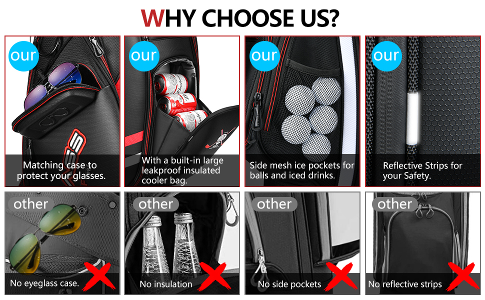 Golf Bags Golf Cart Stand Bag for Men with Individual Dividers Top Organizer, 14