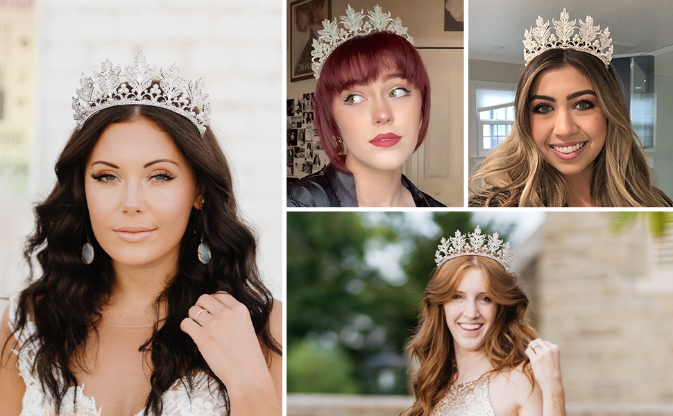 princess crown pearls wedding crown for bride