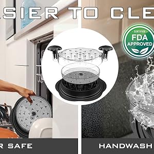 COMING WITH CLEANING BRUSH DISHWASH SAFE MIDDLE PLATE ESAY TO REMOVE AND CLEAN