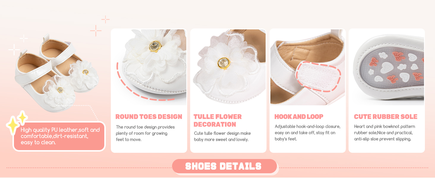 infant baby girl shoes bowknot princess dress shoes crib shoes Wedding flower flat white