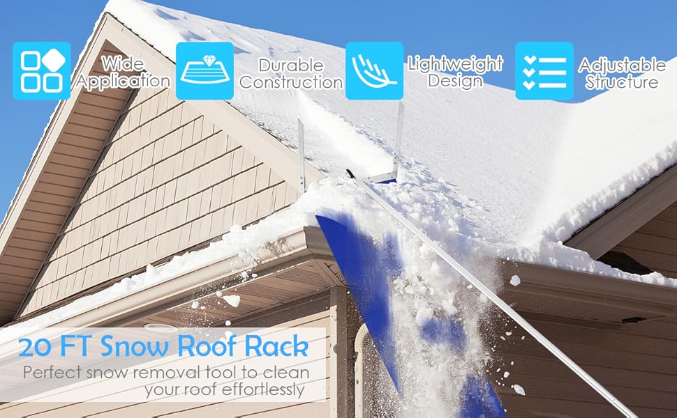 Goplus Snow Roof Rake, Aluminum Snow Removal Tool w/ Extendable Handle