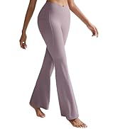 RUNNING GIRL Womens V Crossover High Waist Yoga Pants Flare Leggings for Women with Side Pockets