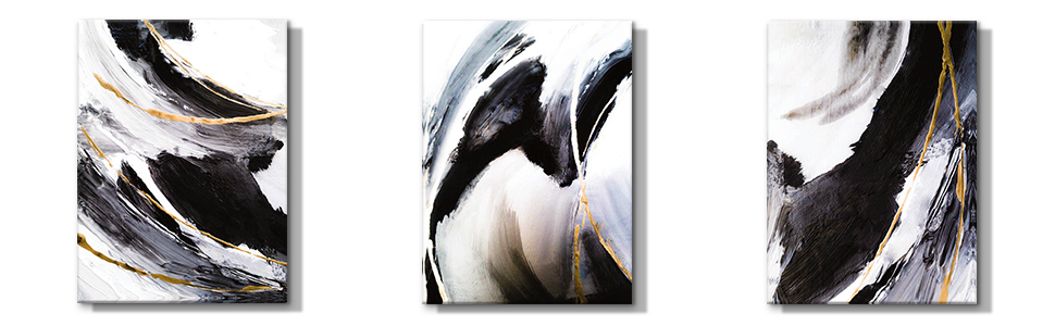 3 Pieces Wall Art Canvas Prints Modern Wall Artwork Framed for Bathroom Office Decor - 30 x 40 CM