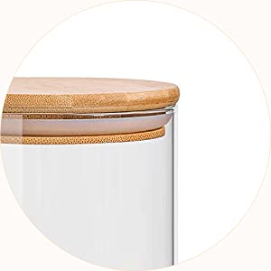 Delight Borosilicate Airtight Glass Storage Jar with Bamboo Wooden Lid Container, SPN-RECPP
