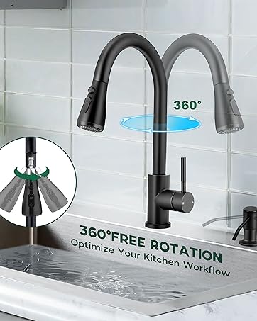 Black Faucet with Pull Down Sprayer