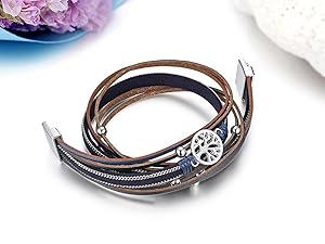 Amazon | JEWELRYWE レザー ブレスレット アンティーク
