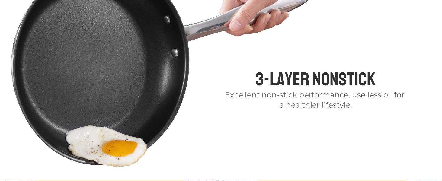 OAKSWARE Stainless Steel Frying Pan 28cm, Nonstick Frying Pans