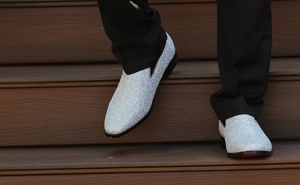 Amazon.com | SPK04 Men's Vintage Glitter Dress Loafers Slip