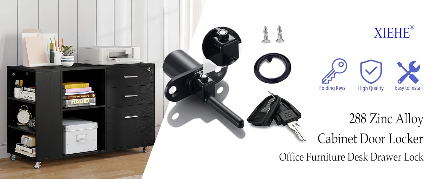 XIEHE 288 Drawer Locks with Keys, Zinc Alloy Office Furniture Drawer