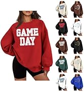 Weinexra Game Day Sweatshirt Women Football Team Fans Embroidered Tops Oversized Football Season ...