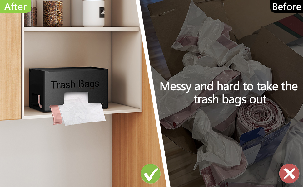 STWWO Trash Bag Holder, Metal Trash Bag Dispenser Roll