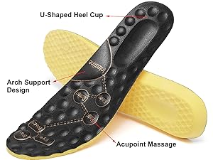 u-shaped heel cup insoles arch support design Acuppoint massage