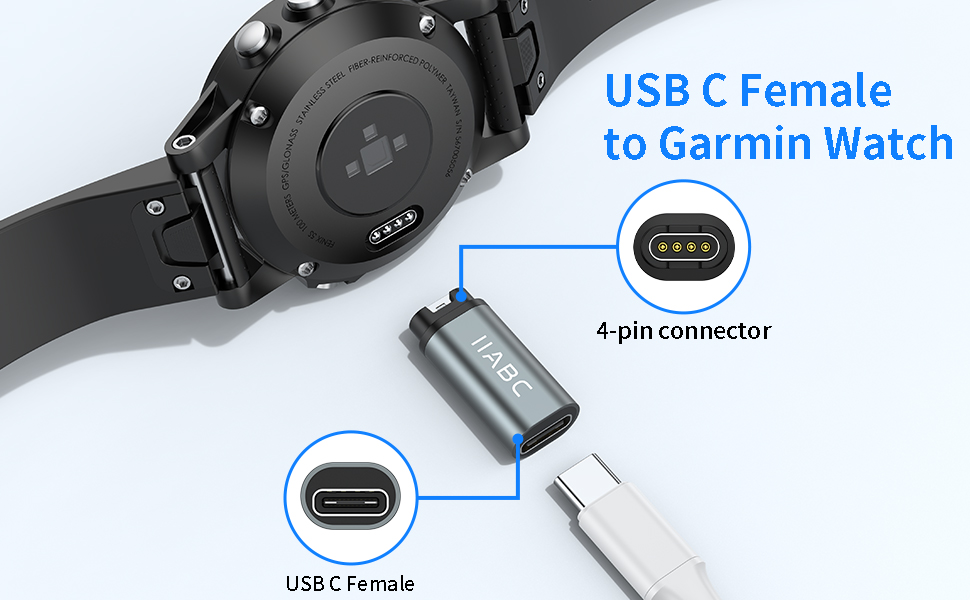 Garmin Watch Charging Adapter, IIABC Type C Charger Adapter