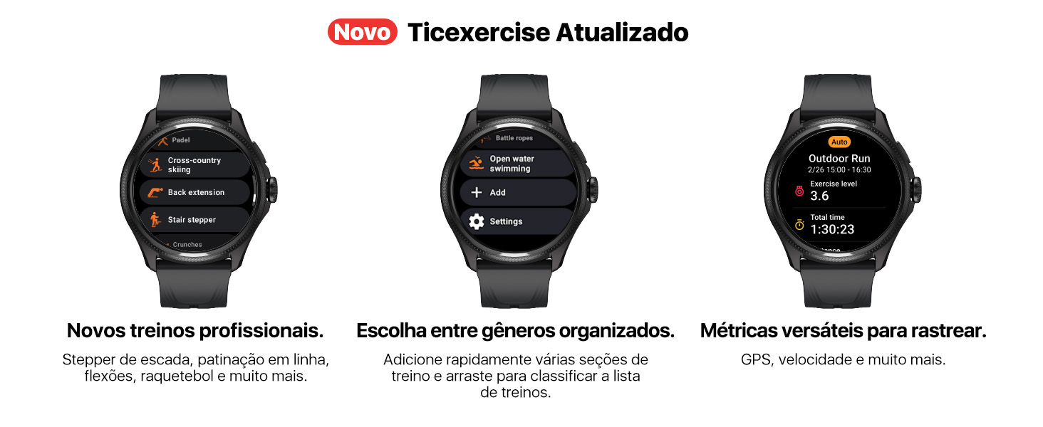 TicWatch Pro 5 Wear OS Smartwatch relógio inteligente GPS bússola 1.43" 5ATM Resistência à água
