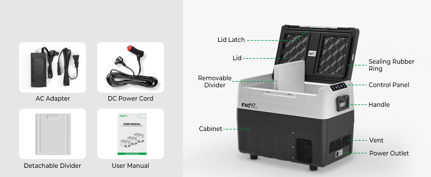 F40C4TMP 12 Volt Portable Refrigerator, 47 Quart Dual Zone Car Freezer