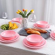 pink dinnerware set