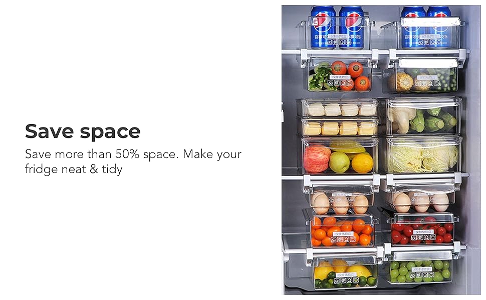 One Living Plastic Fridge Drawer Organizer, Refrigerator Organizer Bins