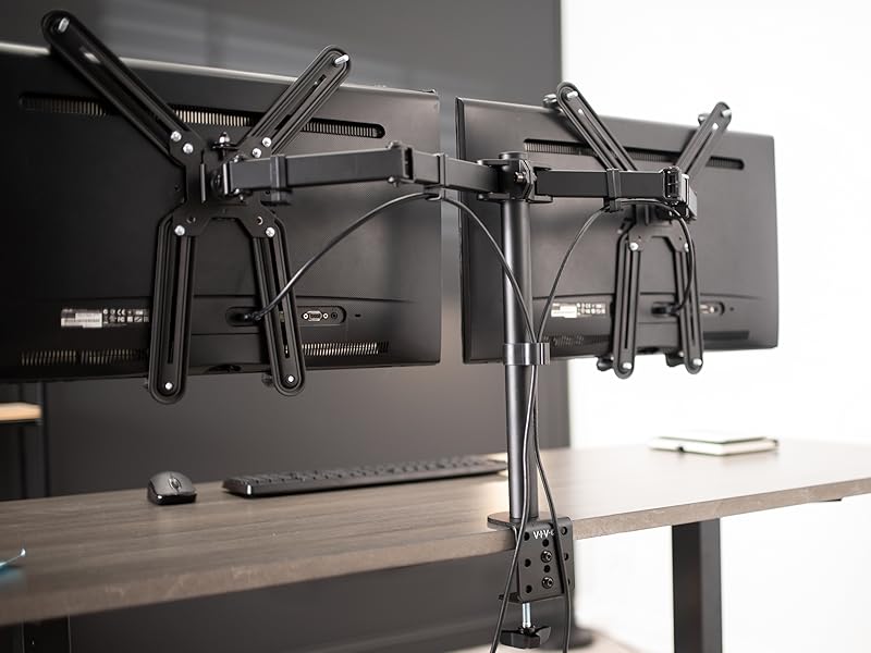 VIVO NonVESA Dual Monitor Arm Desk Mount with VESA Adapter Brackets, Holds 2 LCD