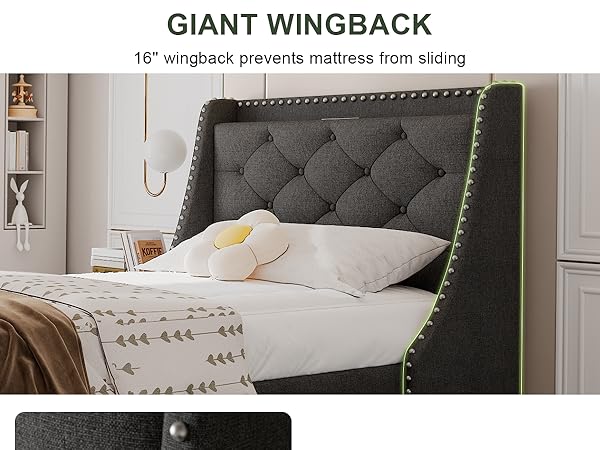 Amazon.com: Feonase Twin Bed Frames with Luxury Wingback and