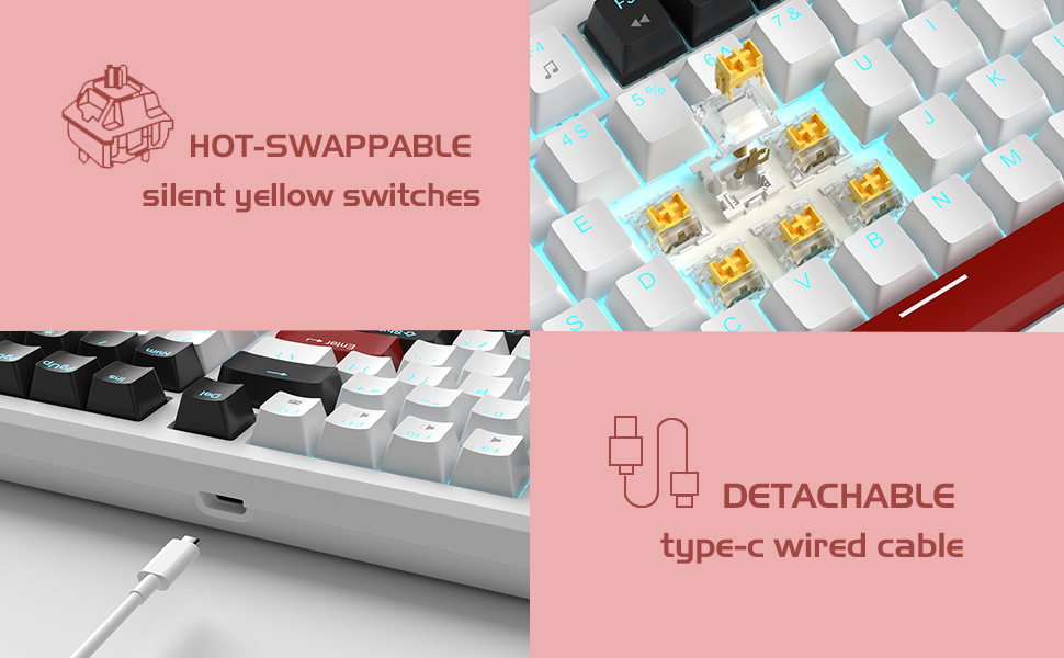 MageGee 98 Keys Mechanical Gaming Keyboard, Hot Swappable