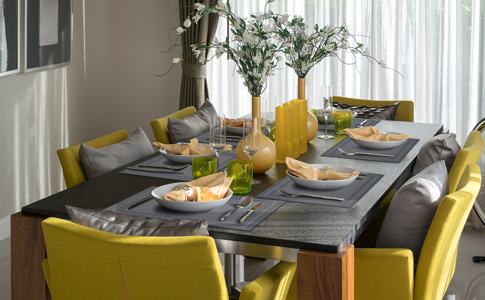 Winknowl Placemats Set of 4，Heat Resistant Woven Vinyl