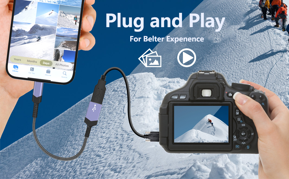 AMZTOP Apple MFi Certified Lightning to USB Camera Adapter for iPhone