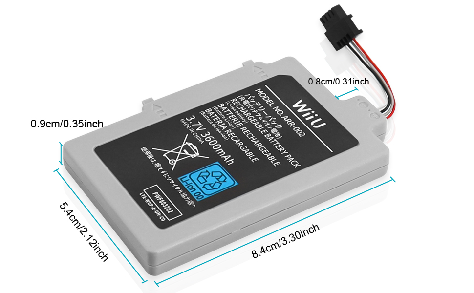 2 Pack 3.7V 3600mAh Battery Replacement for wii u Gamepad