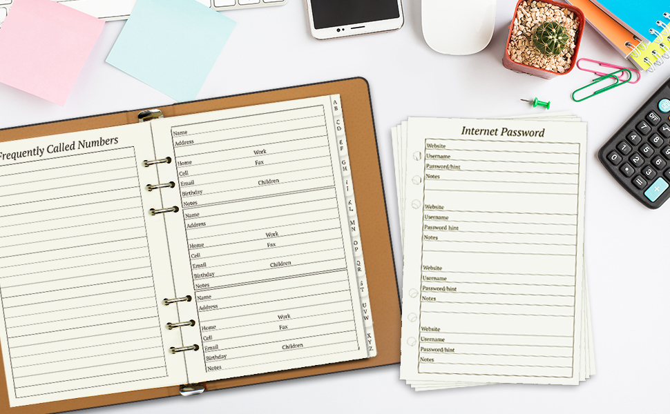 suituts Refillable Address Book with Alphabetical Tabs