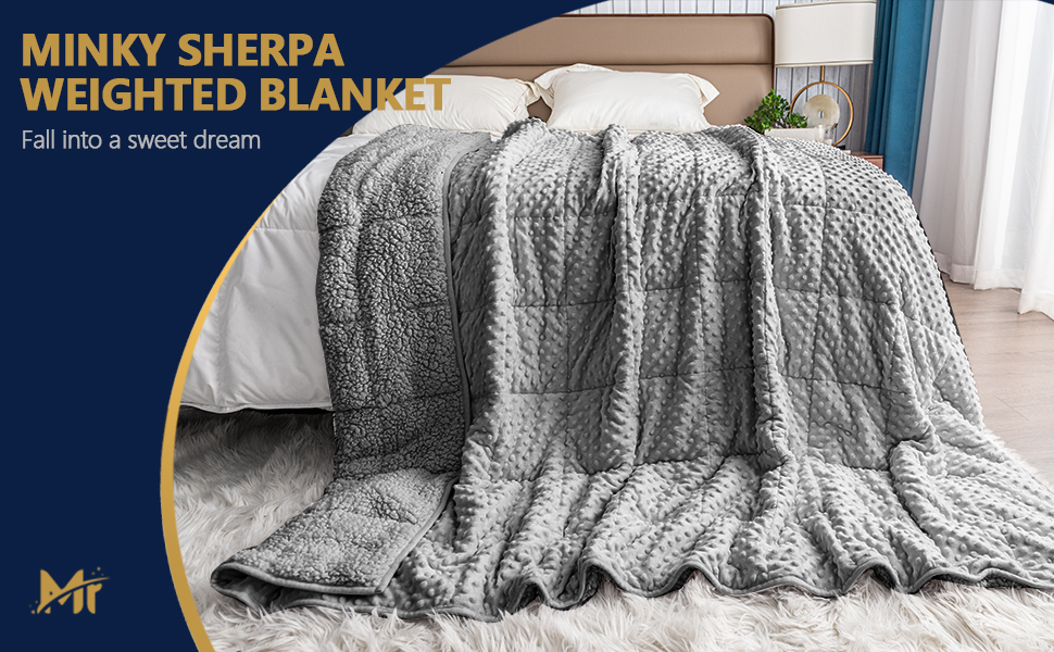 Mr.Sandman Minky Sherpa Weighted Blanket Queen Size(60"x80") 15lbs