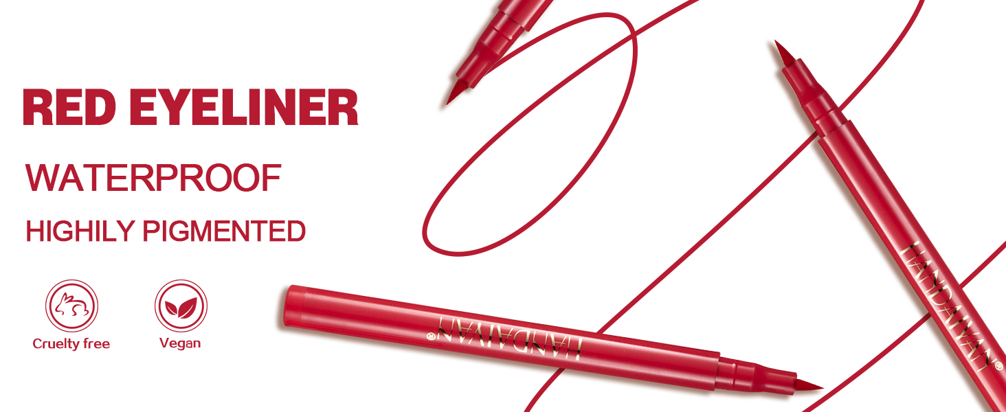 HANDAIYAN Eyeliner,Liquid Eyeliner,Red Eyeliner,Quick Dry,Long Lasting