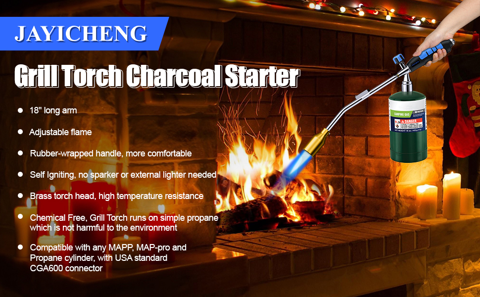 Grill Torch Charcoal Starter,Propane BBQ Torch,50,000BTU Blow Torch