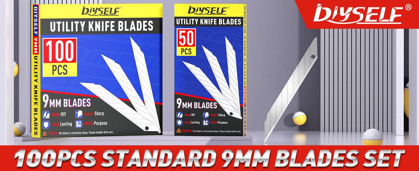 DIYSELF Utility Knife Blades, 100 Pack Box Cutter Blades, Box Cutter