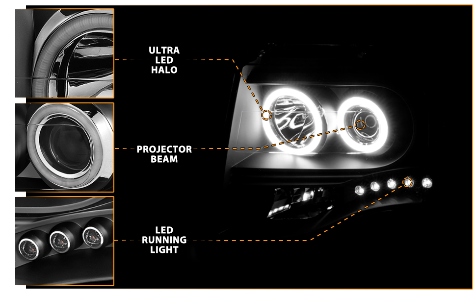 Dual Xtreme oLED Halos daytime running lamp Headlights