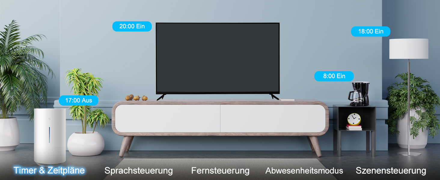 Weißes, an der Wand befestigtes Unterhaltungszentrum mit schwebenden Regalen und Schränken, das mehrere Konfigurationsoptionen und Aufbewahrungslösungen bietet.