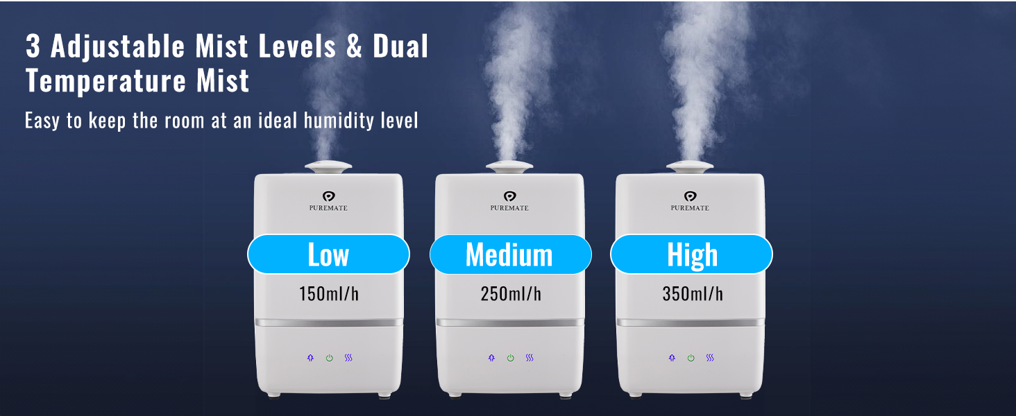 PureMate Ultrasonic Cool & Warm Mist Humidifier with Ioniser and Aroma