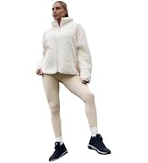 OHS Cream Teddy Fleece Jacket Women, Super Soft Cosy Full Zip Up Sweatshirt Long Sleeve Ladies Fl...